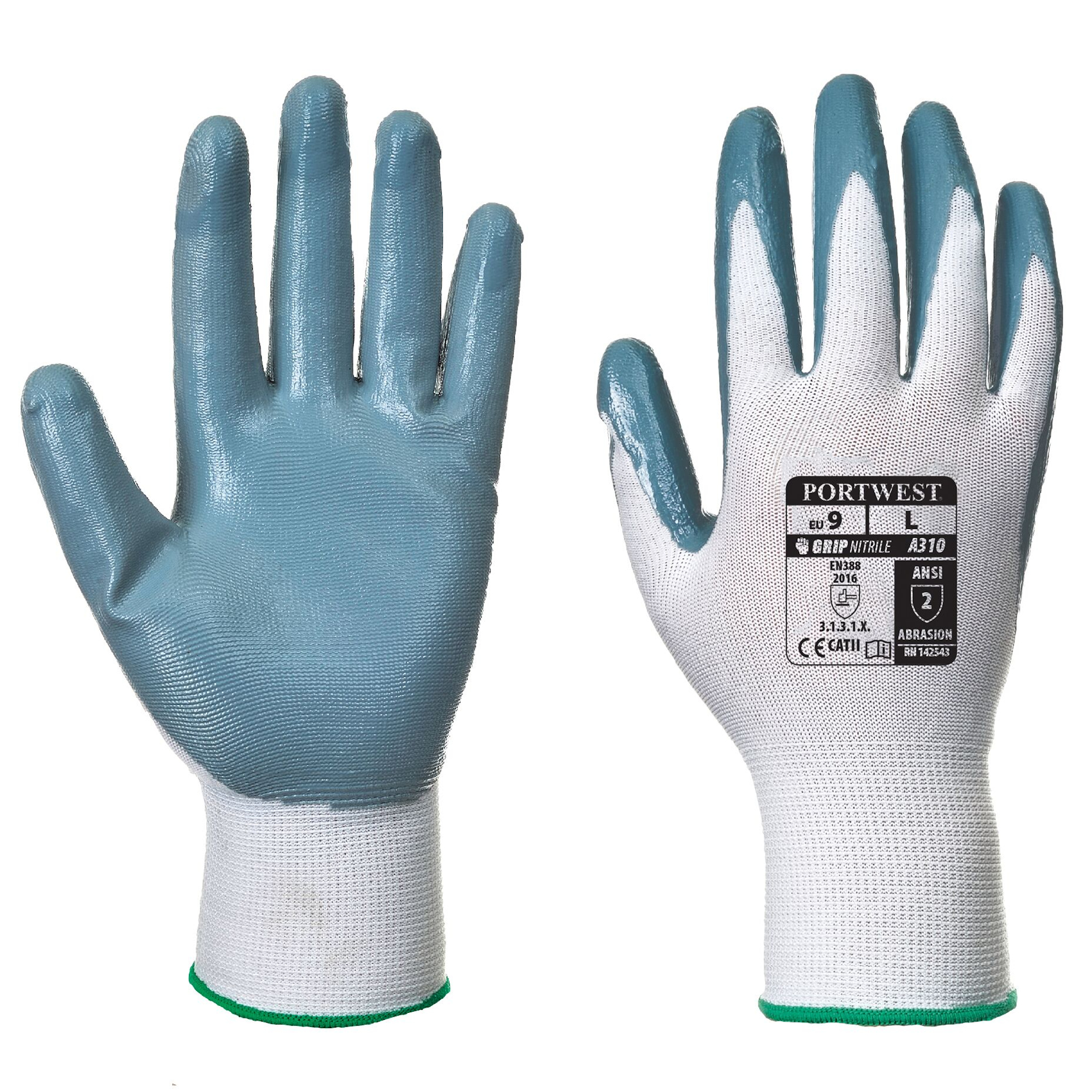 Portwest A310 Grey/White Flexo Grip Nitrile Palm Glove