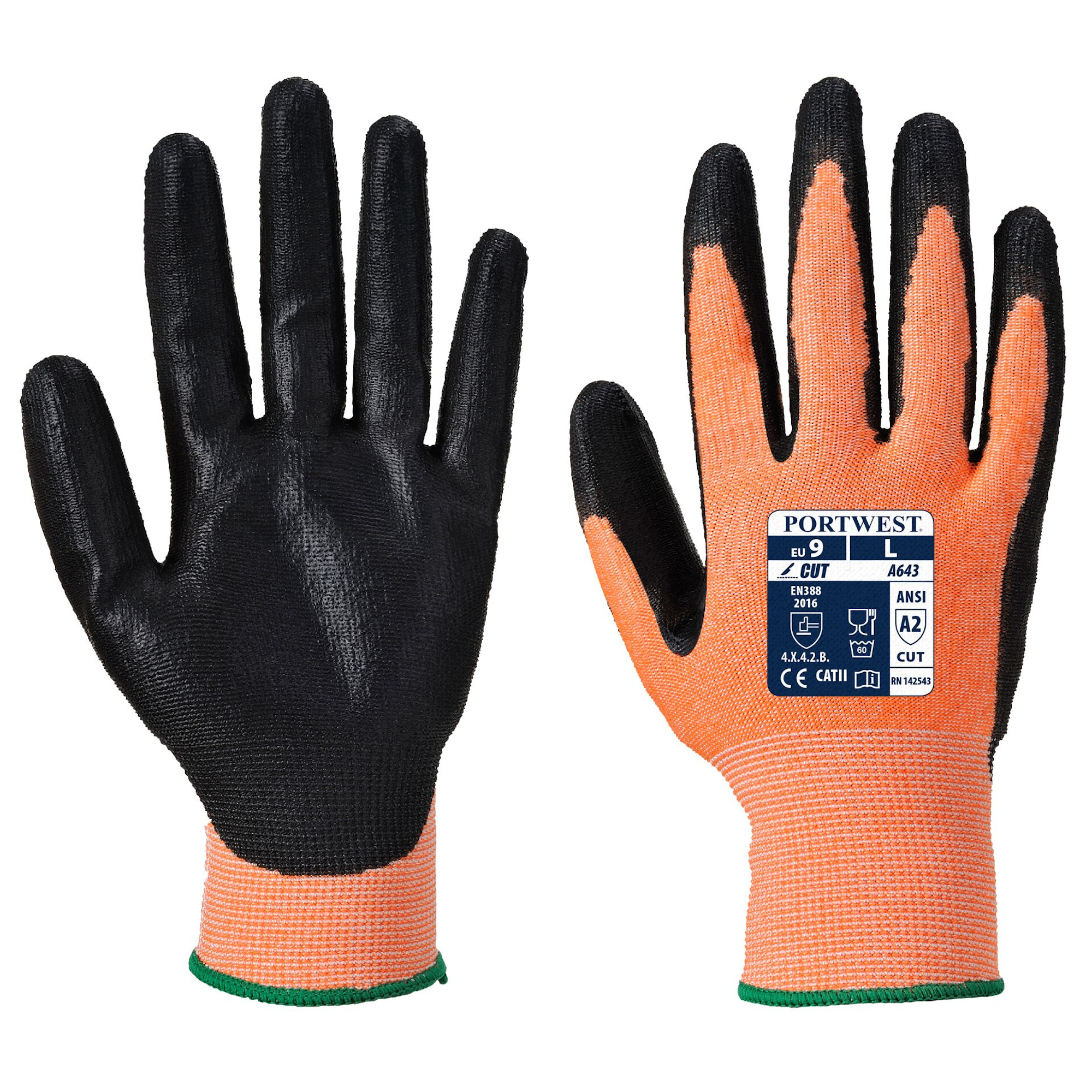 Portwest A643 Amber Nitrile Foam Palm Cut Level B Glove